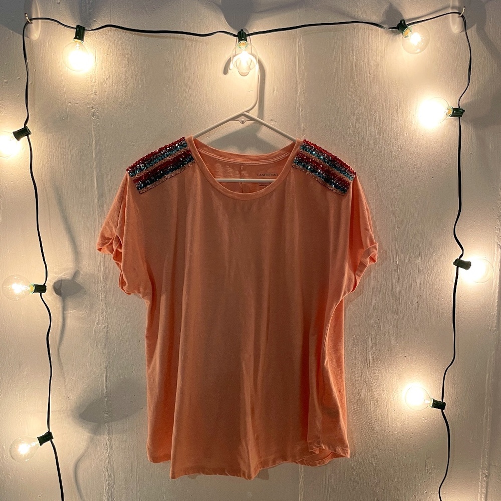 Lane Bryant Sequined Shoulder Tee - 14/16